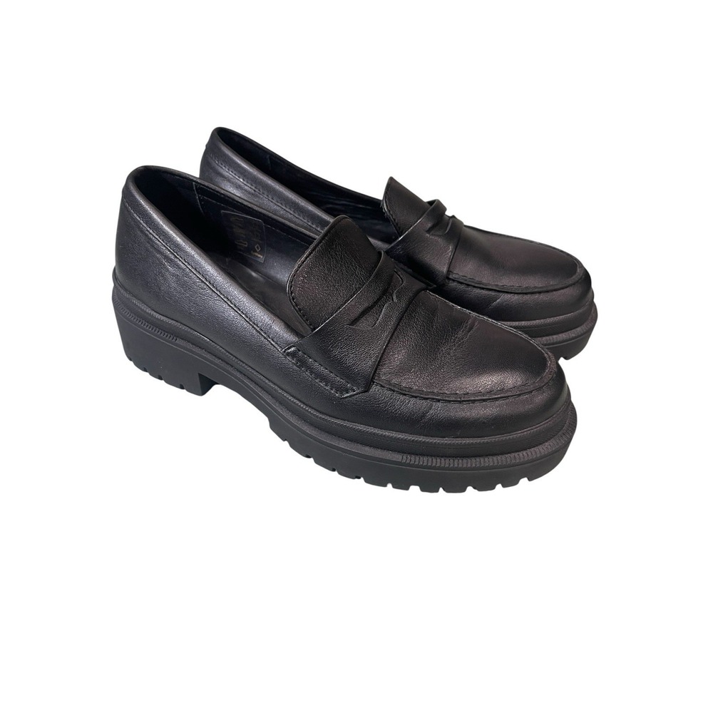 Portland Leather Co PATINA Chunky Loafer Shoes Black Leather Women's Size 8